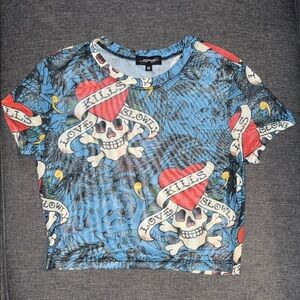 Ed Hardy Blue and Red Short Sleeve Tee